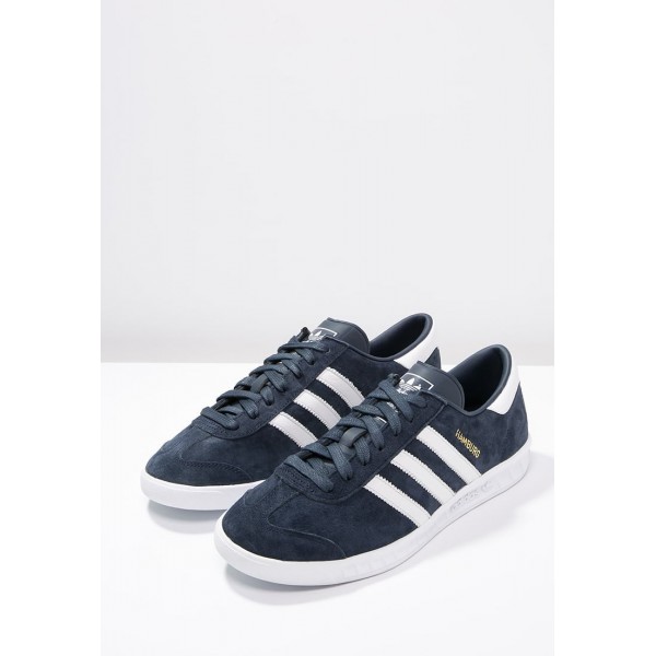 Damen / Herren Adidas Originals HAMBURG - Freizeitschuhe Sport Low - Dunkelmarine/Tiefblau/Weiß/Gold Metallic
