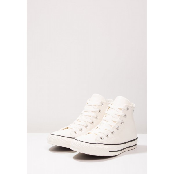 Damen / Herren Converse CHUCK TAYLOR ALL STAR TUMBLED LEATHER - HI - Turnschuhe Hoch - Reiher Weiss/Segel Weiß/Schwarz