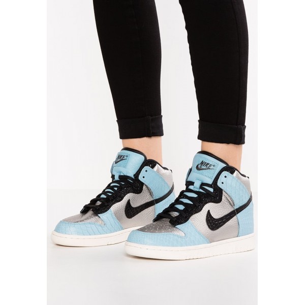 Damen Nike Footwear Für Sport DUNK HI LX - Fitnessschuhe Hoch - Metallic Silber/Schwarz/Glimmer Blau/Hellblau/Elfenbein