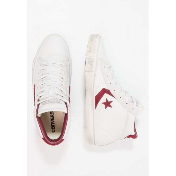Damen / Herren Converse PRO LEATHER VULC MID LEATHER DISTRESSED - Trainingsschuhe Low - Segel Weiß/Dunkel Rot