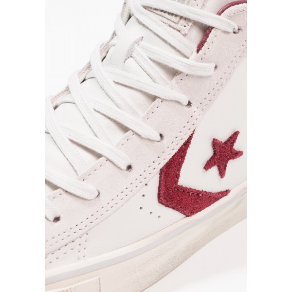 Damen / Herren Converse PRO LEATHER VULC MID LEATHER DISTRESSED - Trainingsschuhe Low - Segel Weiß/Dunkel Rot