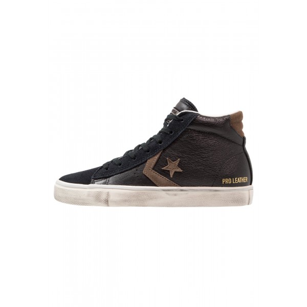 Damen / Herren Converse PRO LEATHER VULC MID SUEDE/LEATHER DISTRESSED - Freizeitschuhe Hoch - Schwarz/Schokolade/Turtledove Yeezy
