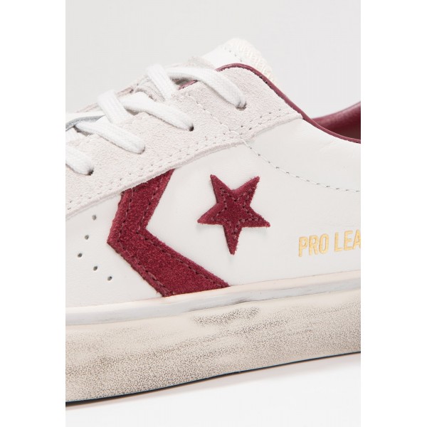 Damen / Herren Converse PRO LEATHER VULC OX LEATHER DISTRESSED - Schuhe Low - Segel Weiß/Dunkelrot/Gelb