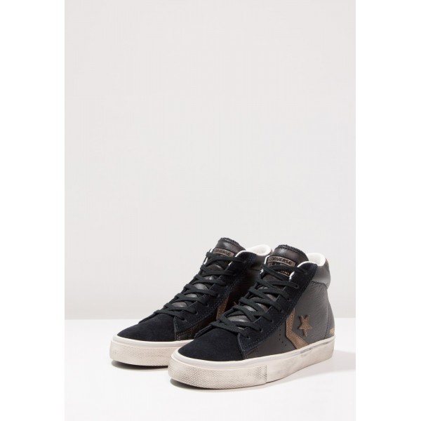 Damen / Herren Converse PRO LEATHER VULC MID SUEDE/LEATHER DISTRESSED - Freizeitschuhe Hoch - Schwarz/Schokolade/Turtledove Yeezy