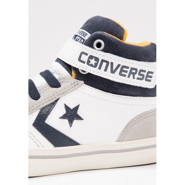 Kinder Converse PRO BLAZE STRAP HI LEATHER - Freizeitschuhe Hoch - Weiß/Cool Grau/Schwarz/Gelb