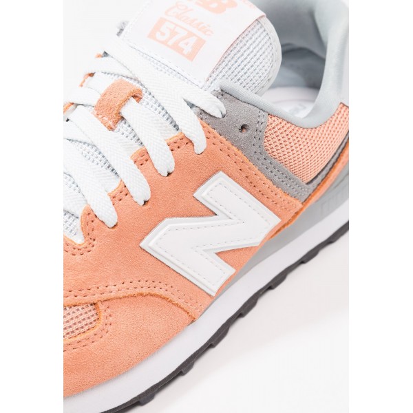 Damen New Balance WL574 Laufschuhe - Koralle Gelb Grau Weiß Schwarz