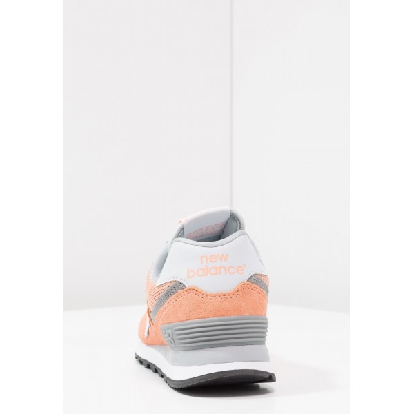 Damen New Balance WL574 Laufschuhe - Koralle Gelb Grau Weiß Schwarz