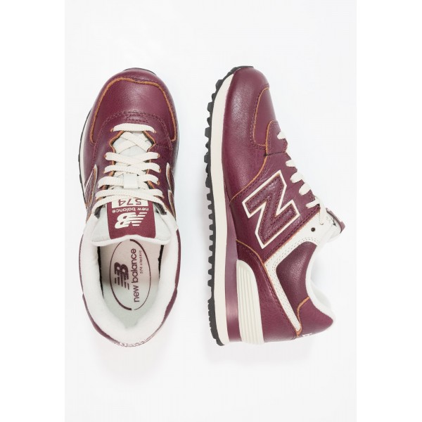 Damen New Balance WL574 Leder Sneaker Low - Bordeaux/Burgund/Weiß/schwarz