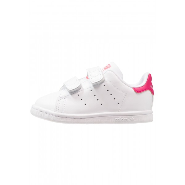 Kinder Adidas Originals STAN SMITH CF I - Schuhe Low - Weiß/Himbeerrot/Bold Pink
