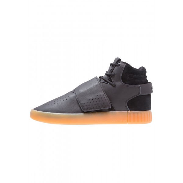 Damen / Herren Adidas Originals TUBULAR INVADER STRAP - Freizeitschuhe Hoch - Dunkel Staubgrau/Core Black/Weiß