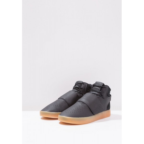 Damen / Herren Adidas Originals TUBULAR INVADER STRAP - Freizeitschuhe Hoch - Dunkel Staubgrau/Core Black/Weiß